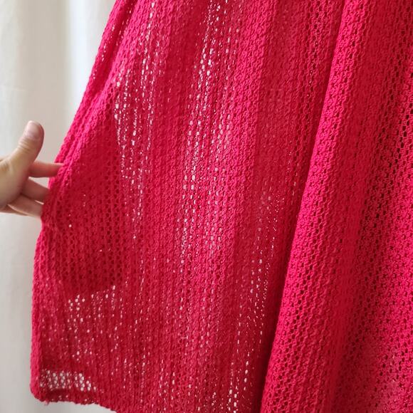 C&C California Cover-Up crochet Mini Dress Swimwear Size M NWT red pockets sheer - Picture 10 of 12